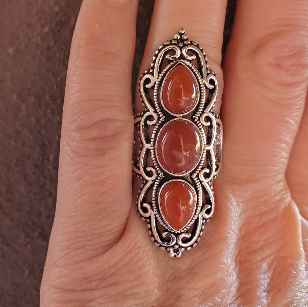 New Amazing Carnelian 925 Silver Statement Ring. - Picture 10 of 16